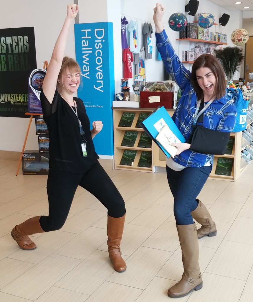 Valerie Gillette (left) and Stephanie D'Arcy (right) accepting the Service Enterprise certification